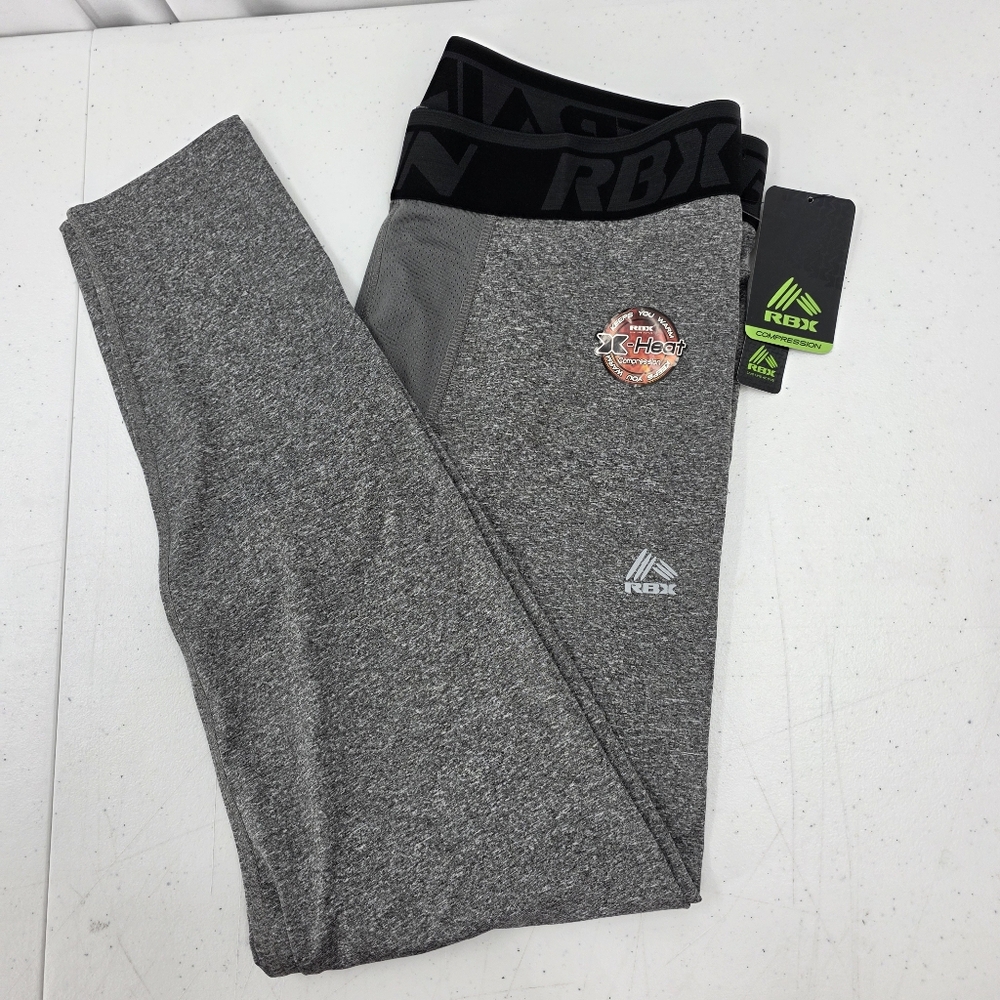 Nwt RBX Pro X-Dri X-Heat Compression Leggings‎ Mens Size L CRM735 Heather Grey.